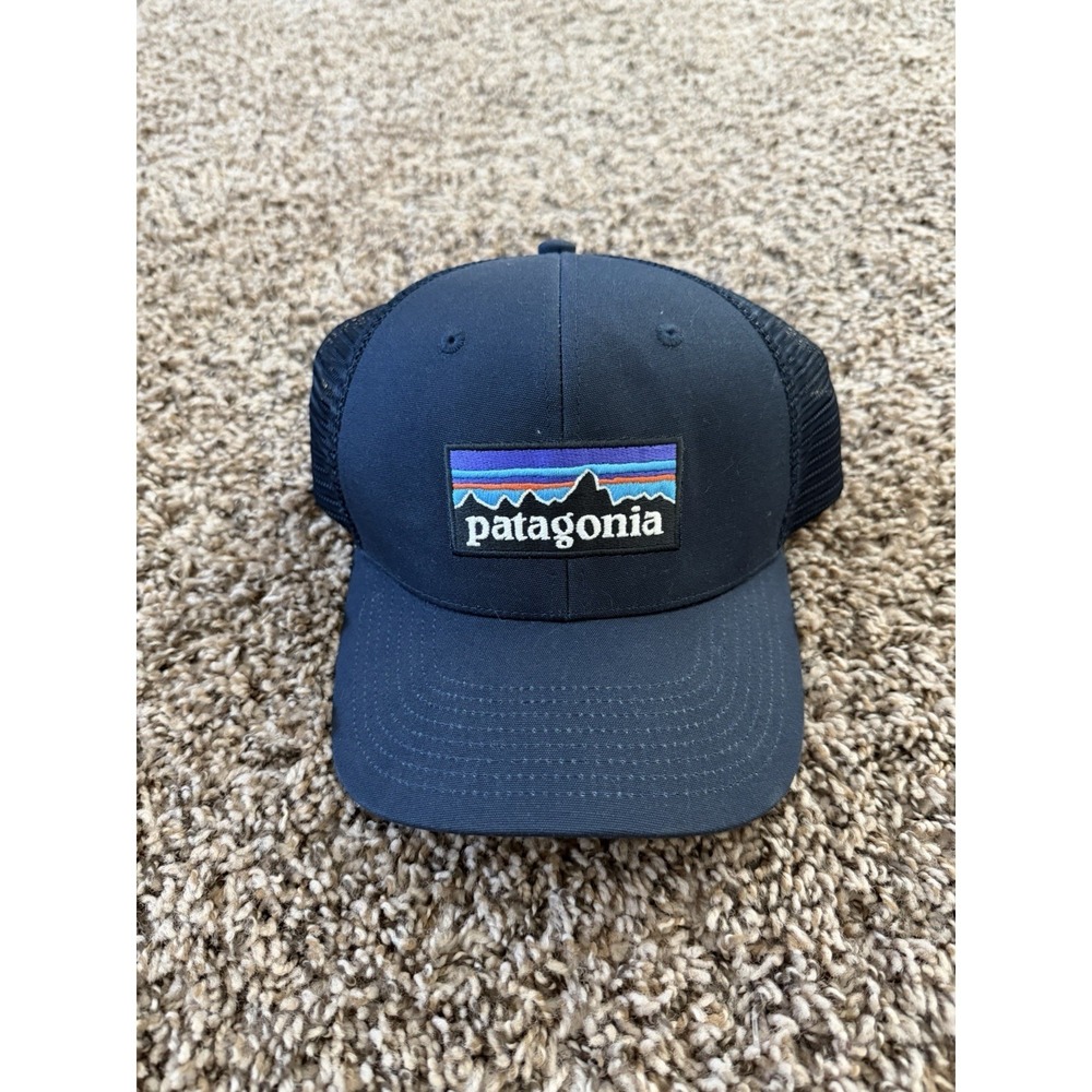 Patagonia Logo Hat Cap Snap Back Blue One Size Adjustable Mesh Trucker Hiking